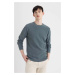 DEFACTO Standard Fit Regular Cut Cotton Crew Neck Mouline Patterned Knitwear Sweater