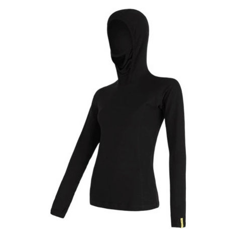 Women's functional T-shirt Sensor Merino DF with hood black, L