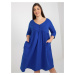 Navy blue basic dress in plus size with 3/4 sleeves