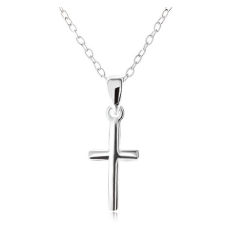 Strieborný 925 náhrdelník, latinský kríž na retiazke z oválnych očiek
