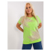 Light green women's blouse plus size with print