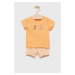 Detská bavlnená súprava United Colors of Benetton oranžová farba