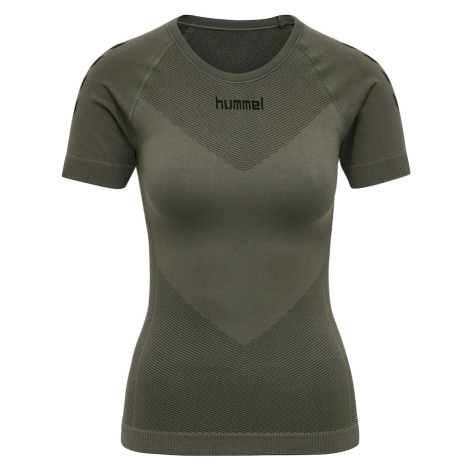 Hummel Funkčné tričko 'First Seamless'  olivová / čierna