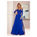 Elegantní dlouhé krajkové dámské šaty v chrpové barvě s dekoltem XXL model 8869360 - numoco