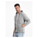 Ombre Men's BASIC unbuttoned hooded sweatshirt - grey