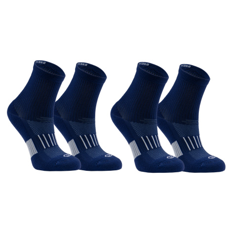 Set detských stredných bežeckých ponožiek Kiprun 500 tmavomodré 2 páry