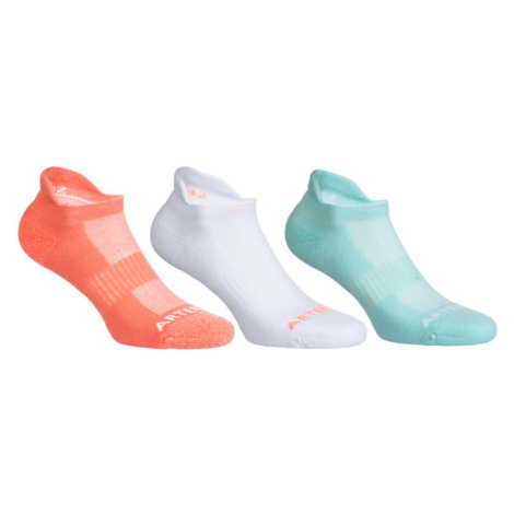 Športové ponožky RS 500 nízke 3 páry ružové, biele a zelené ARTENGO