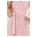 Skladané ružové plisované šaty s výstrihom JILL 385-1