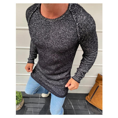 Tmavo šedý pánsky sveter s raglánovými rukávmi WX1583