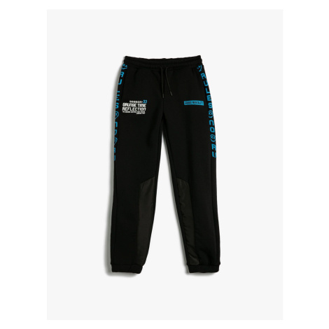 Koton Jogger Sweatpants Slogan Printed Pocket Tie Waist Ribbon