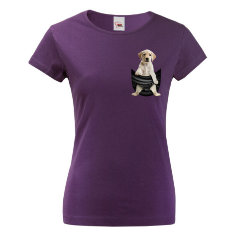 Dámské tričko pro pejskařky s Labradorem v kapsičce - kvalitní tisk