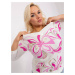 Pink and ecru blouse plus size with shiny print