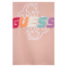 Detská mikina Guess ružová farba, s nášivkou