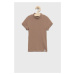 Detské tričko Abercrombie & Fitch hnedá farba, s polorolákom