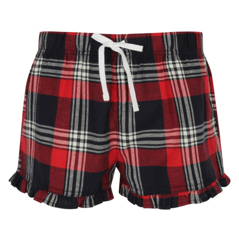 SF (Skinnifit) Dámske flanelové pyžamové šortky - Červená / tmavomodrá