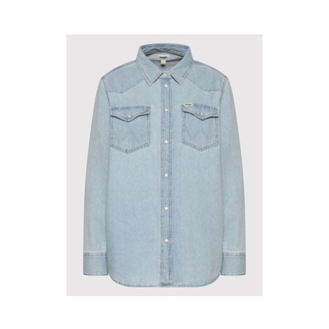 Wrangler džínsová košeľa Heritage W5S96OX4E Modrá Regular Fit