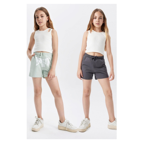 DEFACTO Girl's Printed 2-Piece Shorts