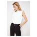 Trendyol Ecru Gather Detailed Crew Neck Sleeveless Woven Blouse