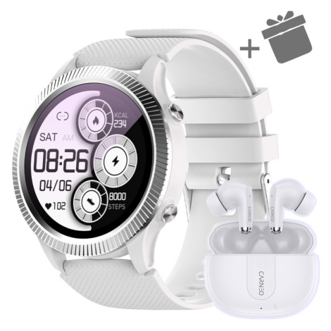 Smart hodinky Carneo ATHLETE GPS - strieborné + slúchadlá