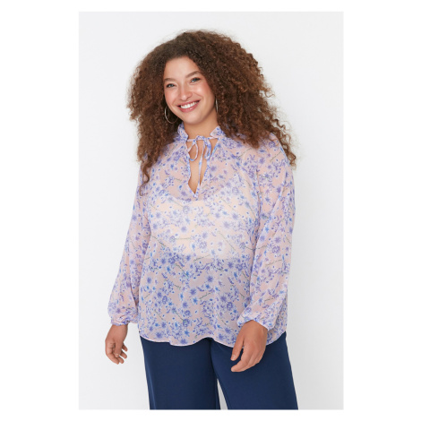 Trendyol Curve Multicolored Patterned Chiffon Woven Blouse