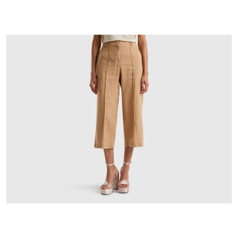 Benetton, Wide Leg Trousers In Pure Linen United Colors of Benetton