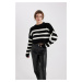 DEFACTO Crop Crew Neck Thessaloniki Fabric Sweater