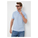 Bavlnené polo tričko BOSS fialová farba,jednofarebné,50468301