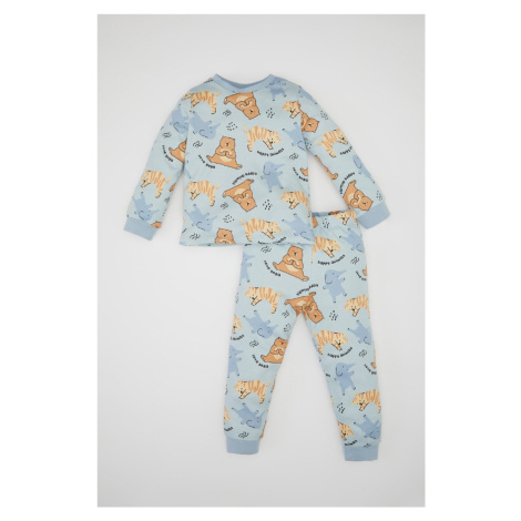 DEFACTO Baby Boy Pajama Set Bear Printed Long Sleeve Top Long Bottom