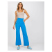 Blue fabric trousers with wide legs