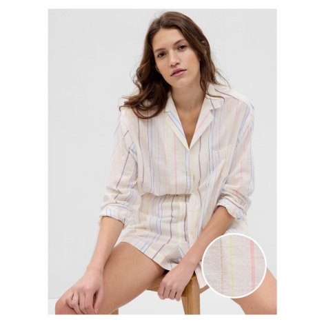 Krémová dámska pruhovaná pyžamová košeľa GAP