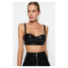 Trendyol Čierny Flitrovaný Crop Bustier