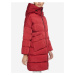 Červená dámska prešívaná predĺžená zimná bunda s kapucou Geox Hoara