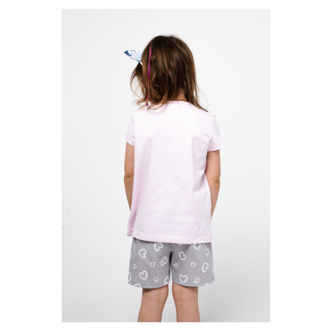 Girls' pyjamas Noelia, short sleeves, short legs - light pink/print Italian Fashion