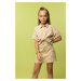 DEFACTO Girls' Crop Linen Short Sleeve Shirt