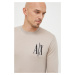 Vlnený sveter Armani Exchange pánsky, béžová farba, tenký,