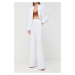 Nohavice MICHAEL Michael Kors dámske, biela farba, rovné, vysoký pás