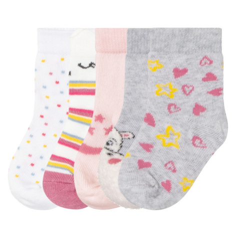 lupilu® Dievčenské ponožky pre bábätká, 5 párov (sivá/biela/bledoružová)