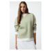 Trendyol Mint Color Blocked Oversize/Wide Fit Thick Knitted Sweatshirt