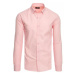 Hladká pánska košeľa ružovej farby s dlhým rukávom v zľave