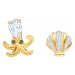 Swarovski Dizajnové pozlátené náušnice s perličkami 2v1 Ocean