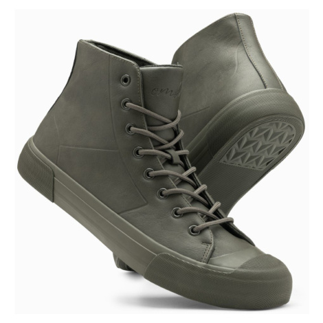 Ombre Men's high-top sneakers with rubber toecap - olive