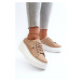 Women's leather platform sneakers brown Pernalia