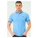 T8586 DEWBERRY MEN'S POLO NECK T-SHIRT-PLAIN LIGHT BLUE