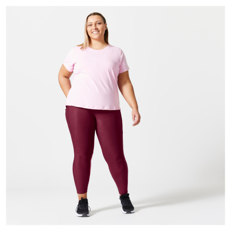 Dámske tričko 120 Plus Size na fitness s krátkym rukávom svetloružové DOMYOS