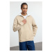 Trendyol Beige Oversize/Wide Cut Stand Collar Zippered Polar Fleece Inside/Warm Sweatshirt