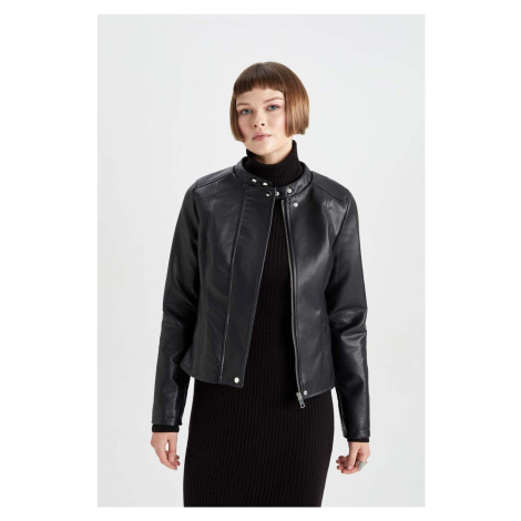 DEFACTO Water Repellent Faux Leather Biker Jacket