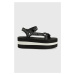 Sandále Karl Lagerfeld VELOCITA HI WEDGE dámske, čierna farba, na platforme, KL82900