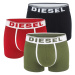 DIESEL - 3PACK cotton stretch army green & red boxerky - limitovaná edícia