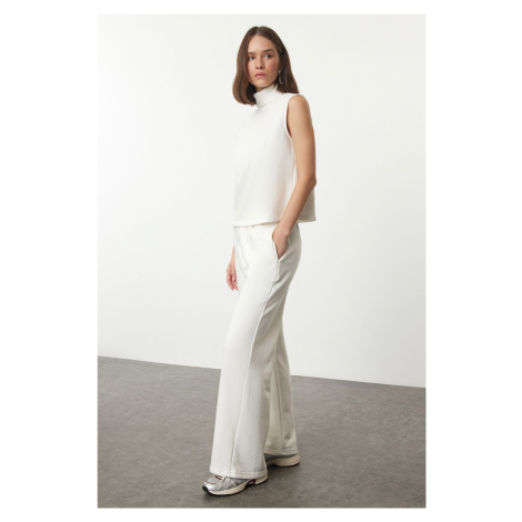 Trendyol Ecru Knitwear Collar Detailed Thick Knitted Blouse and Trousers Top and Bottom Set