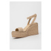 Semišové sandále Calvin Klein dámske, béžová farba, na kline